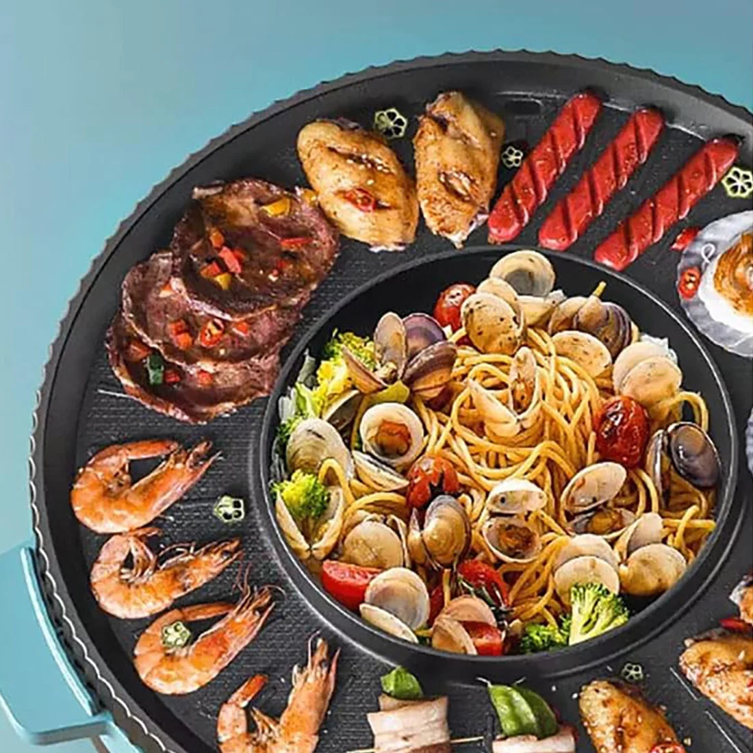 2 in 1 Non-Stick Electric Grill and Hot Pot V77894