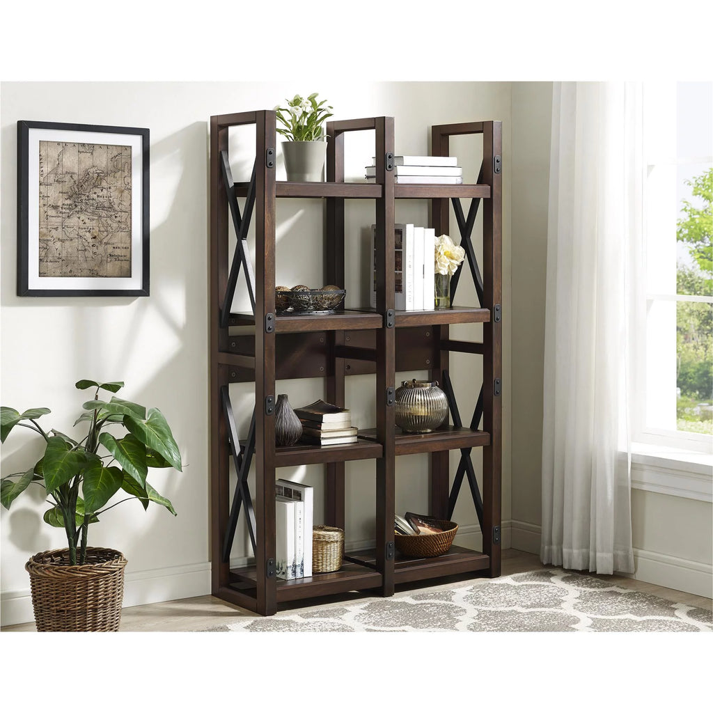 Espresso Wood Veneer Bookcase/Room Divider F224