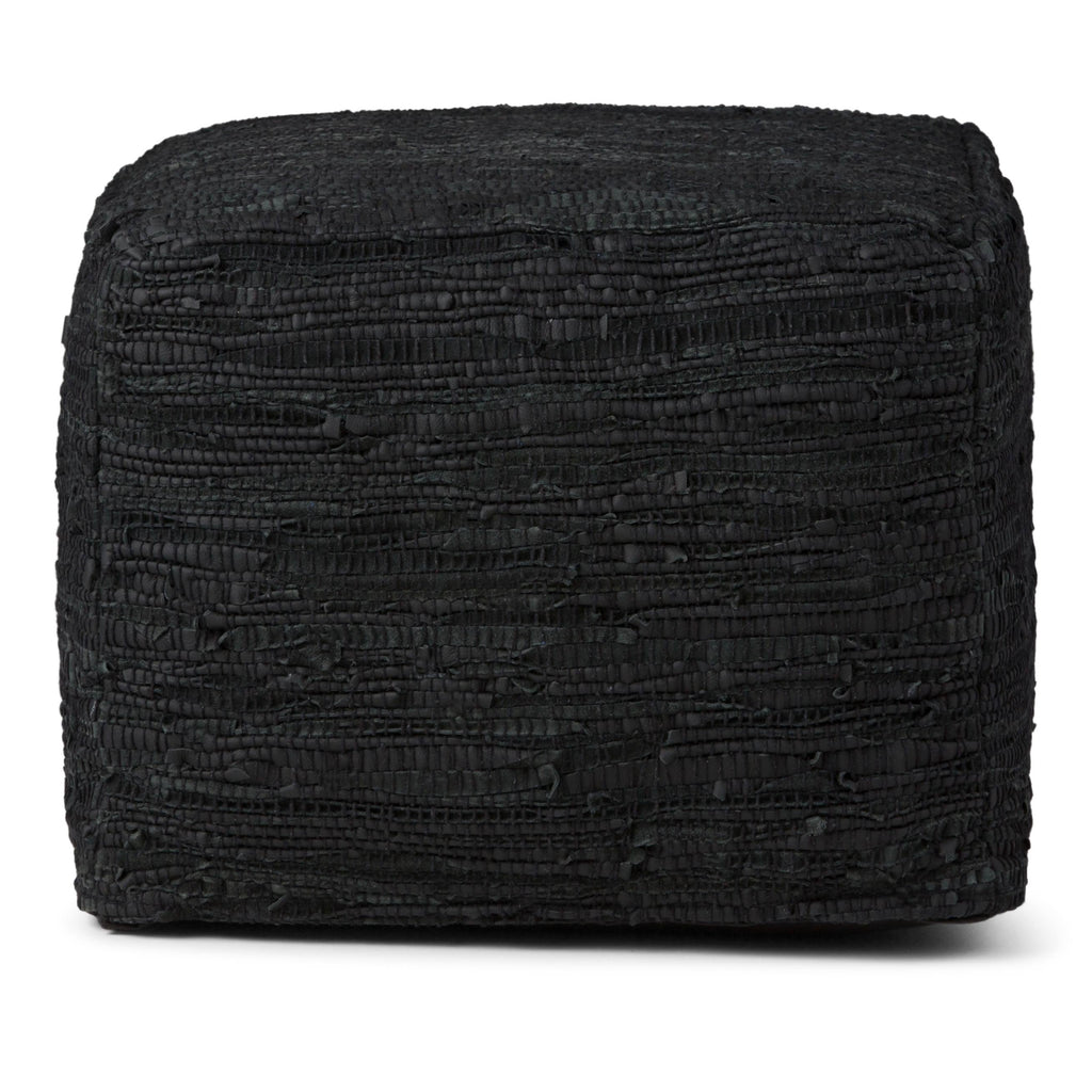 Genuine Leather Square Pouf - Grey W8510