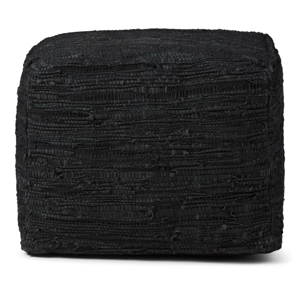 Genuine Leather Square Pouf - Grey W8510