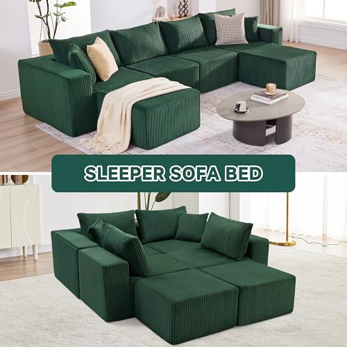 107.4" Beige Corduroy Modular Sectional Sofa I551853