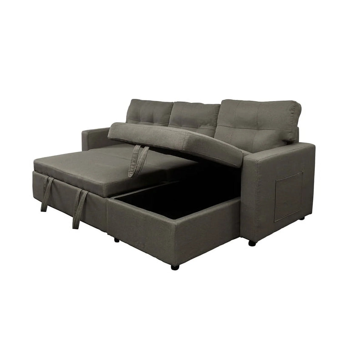 Beige Reversible Sectional Sleeper Sofa with Storage R527