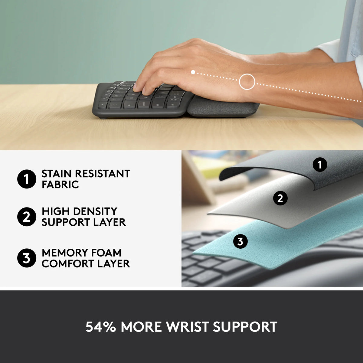Graphite Ergonomic Split Keyboard with Wrist Rest R355960