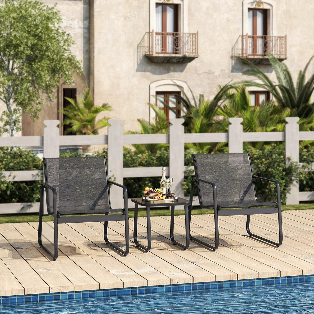 3 Pieces Textilene Patio Furniture Set with Tea Table H576825