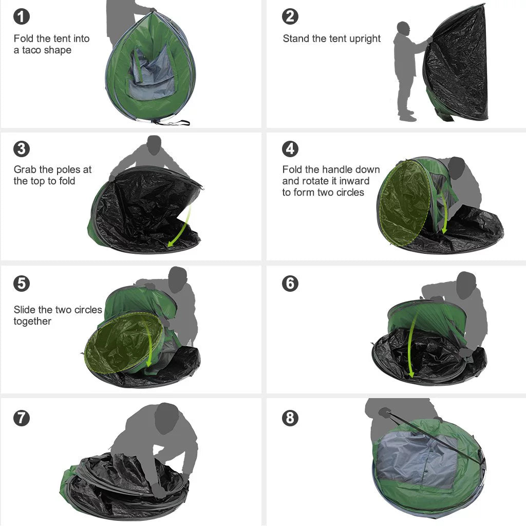 4 Person Pop up Tent Waterproof 2 Doors Y87897