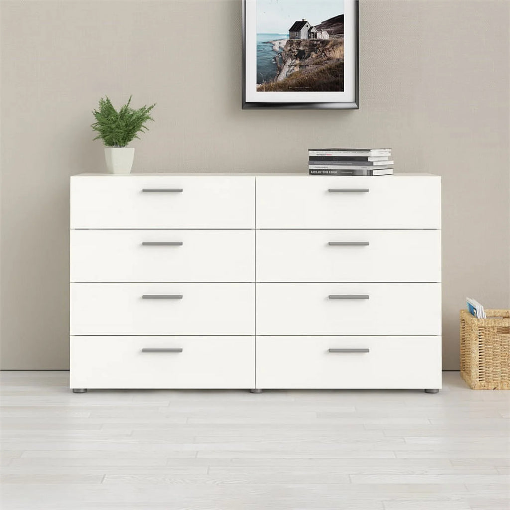White 8 Drawer Engineered Wood Dresser B5294