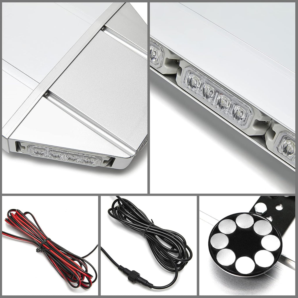 LED Rooftop Emergency Warning Strobe Light Bar Amber White J755