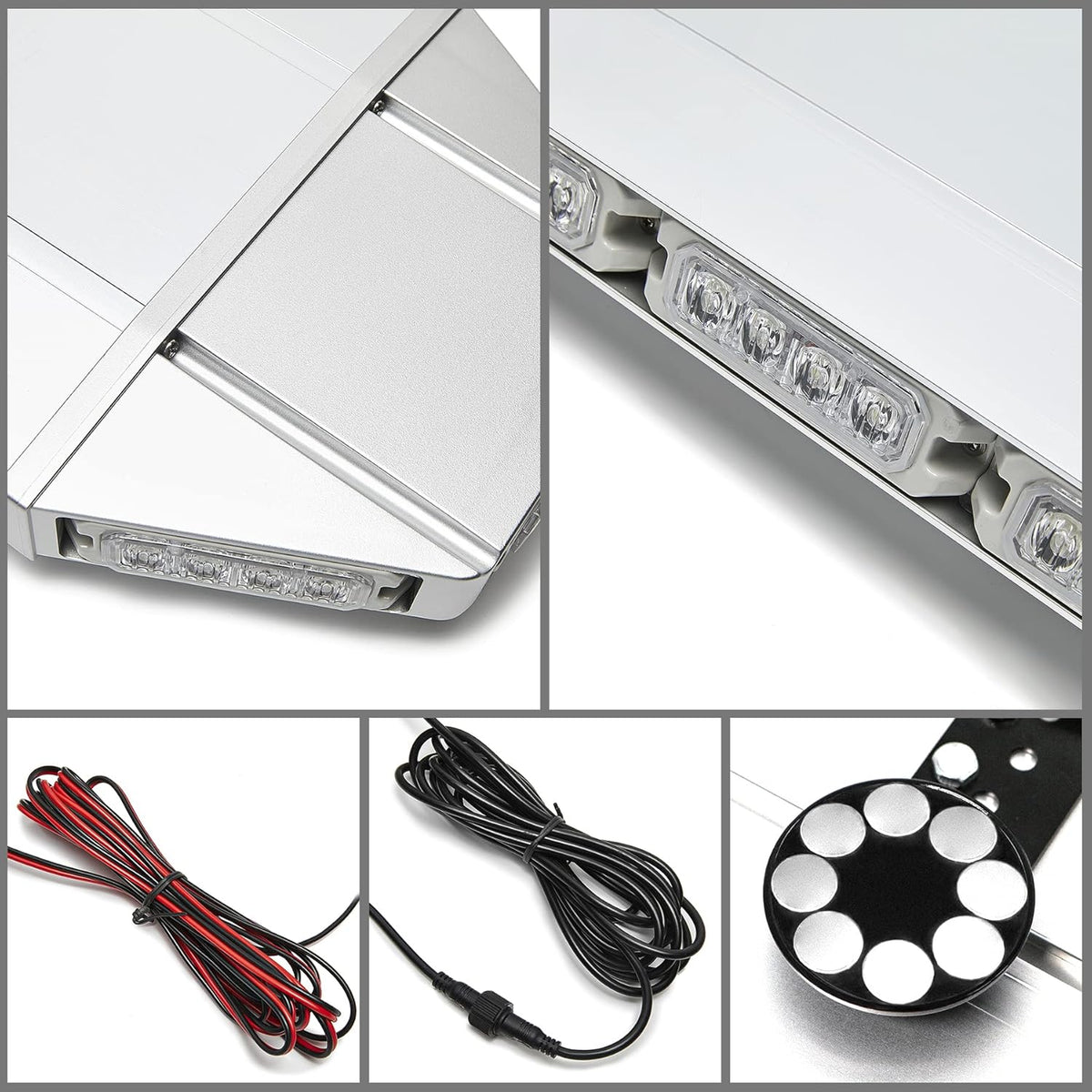 LED Rooftop Emergency Warning Strobe Light Bar Amber White J755