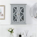 Grey Wooden Storage Cabinet with Double Doors and Drawer N543