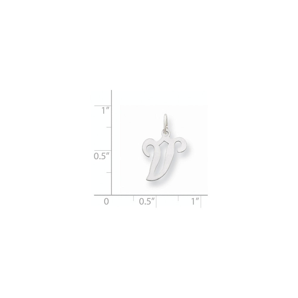 14k White Gold Laser cut Polished Initial V Charm Pendant Necklace F6883