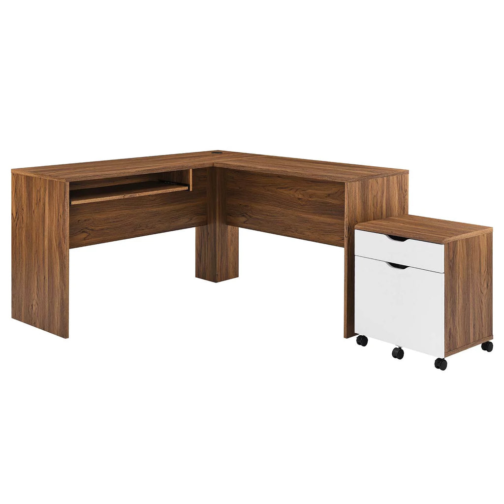 White Walnut Wood Computer Desk Cabinet G9820