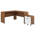 White Walnut Wood Computer Desk Cabinet G9820