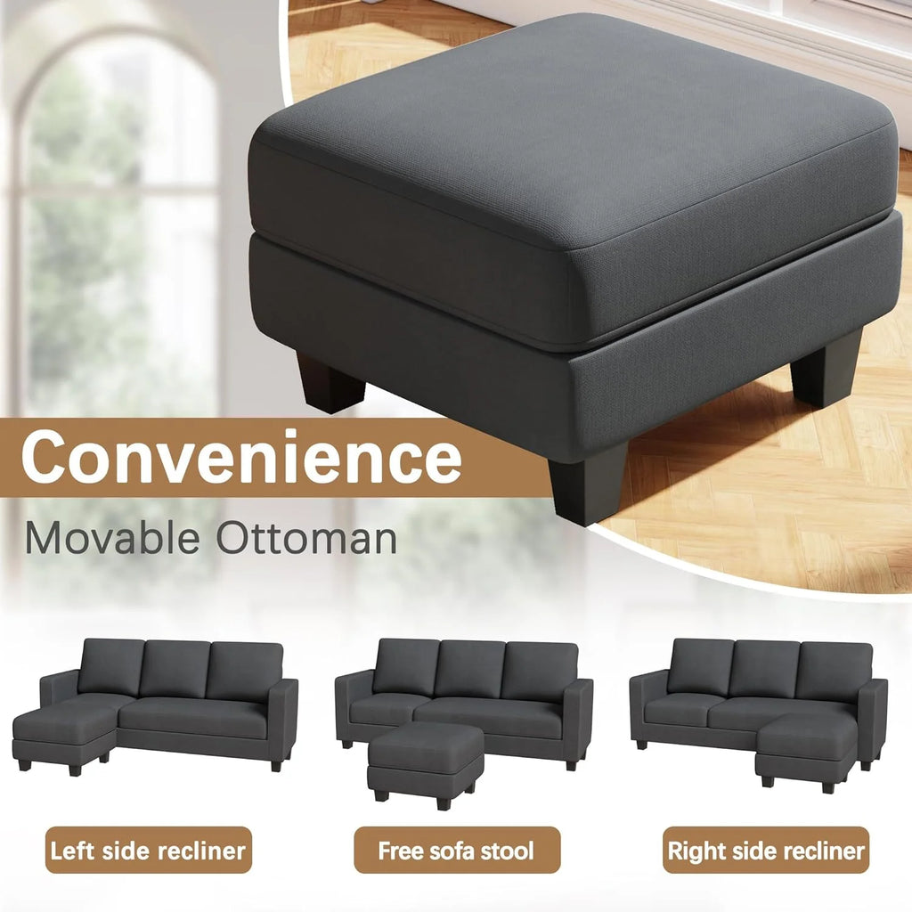 L Shaped Convertible Sectional Sofa with Ottoman Dark Gray M118797