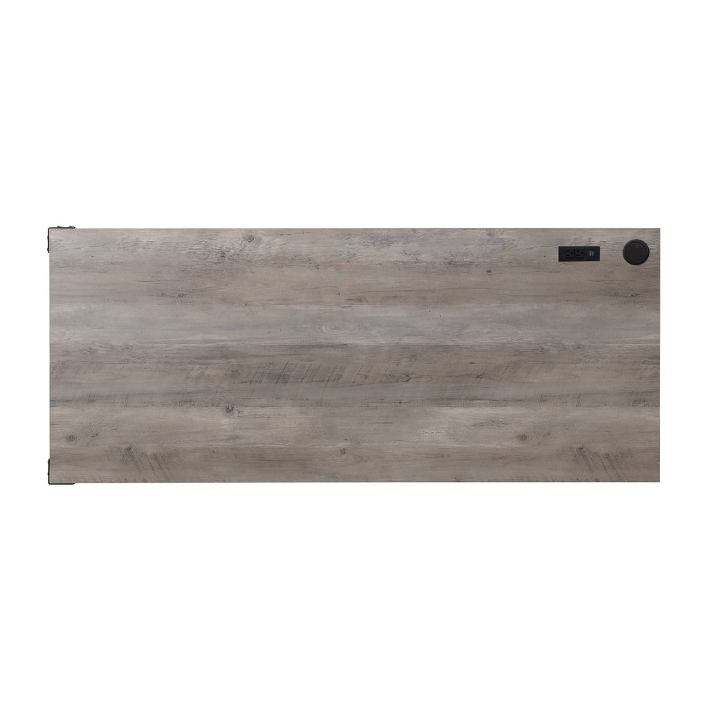 Gray Oak Black Finish Writing Desk with USB A775723