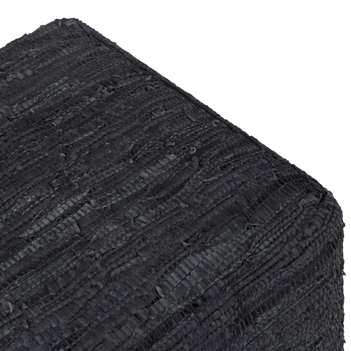 Genuine Leather Square Pouf - Grey W8510
