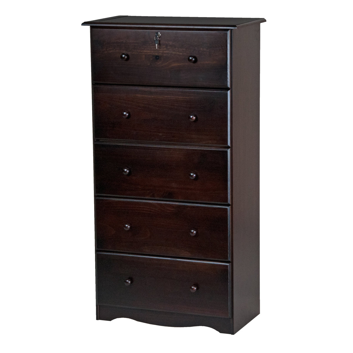 100% Solid Wood 5 Drawer Chest with Lock C64555