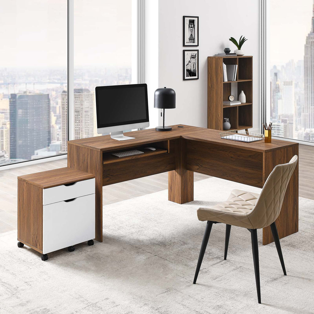 White Walnut Wood Computer Desk Cabinet G9820