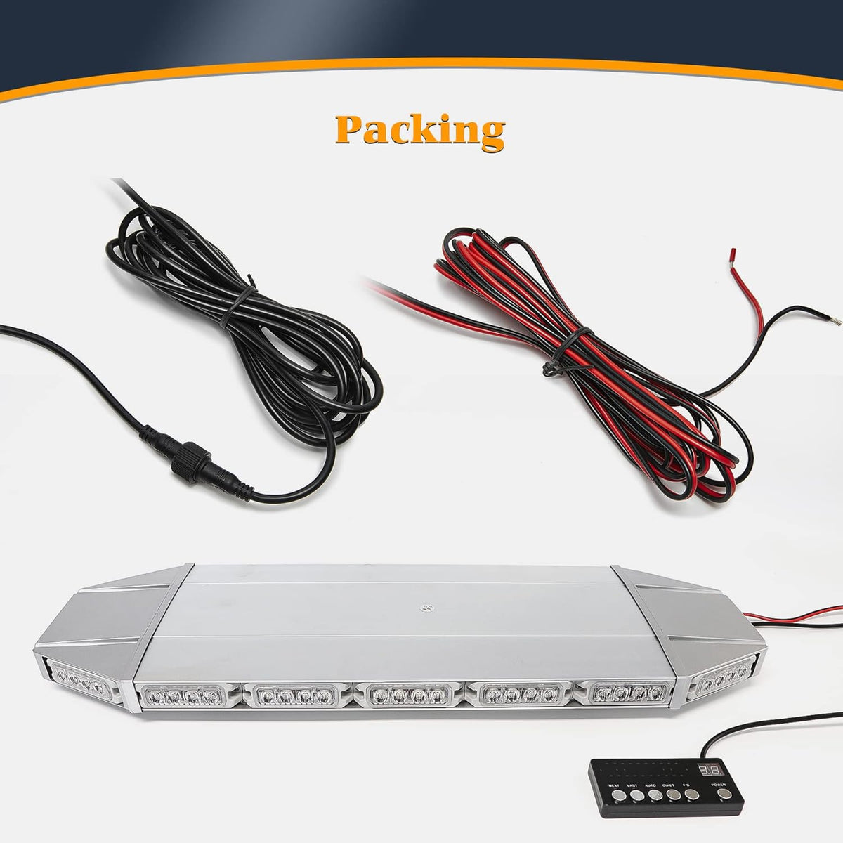 LED Rooftop Emergency Warning Strobe Light Bar Amber White J755