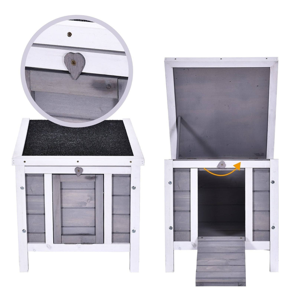 Grey Raised Wooden Pet House S889805