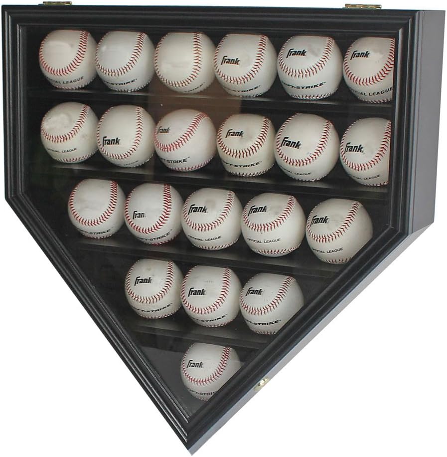 Solid Wood 21 Slots UV Protected Lockable Baseball Display Case L283