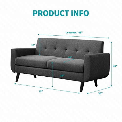 68" Upholstered 2 Seater Sofa T713