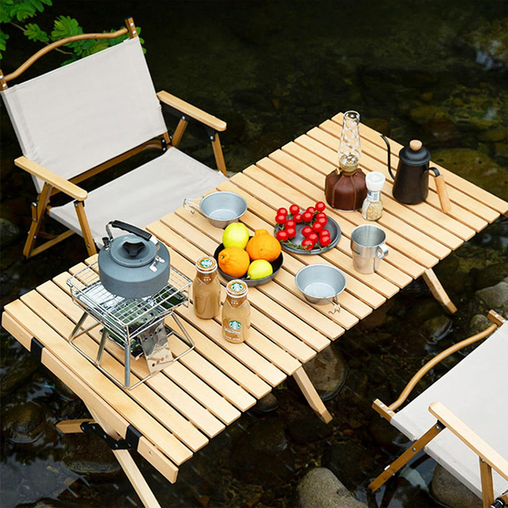 4ft Portable Folding Wood Picnic Table with Carry Bag U576255