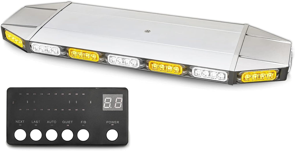 LED Rooftop Emergency Warning Strobe Light Bar Amber White J755