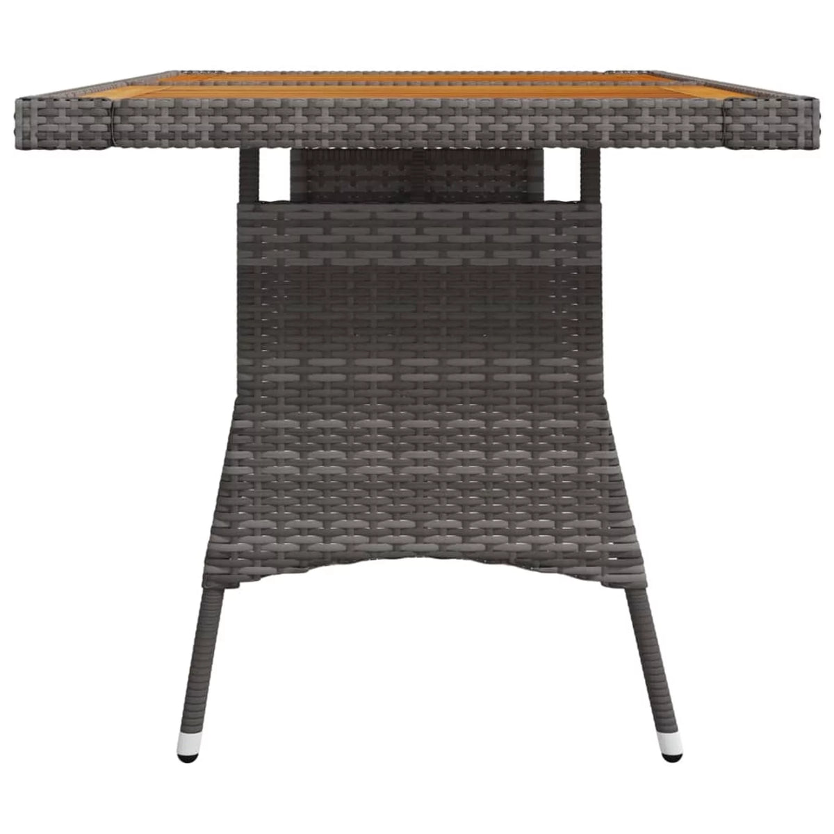 Acacia Wood Tabletop Gray Poly Rattan Outdoor Dining Table V6871