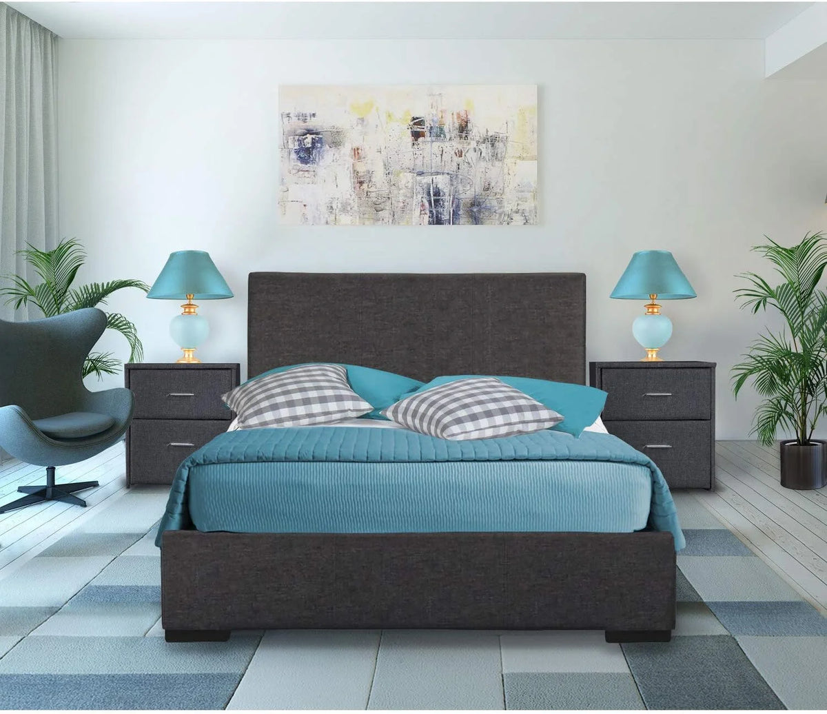 Gray Upholstered Platform Bed Frame Full A740