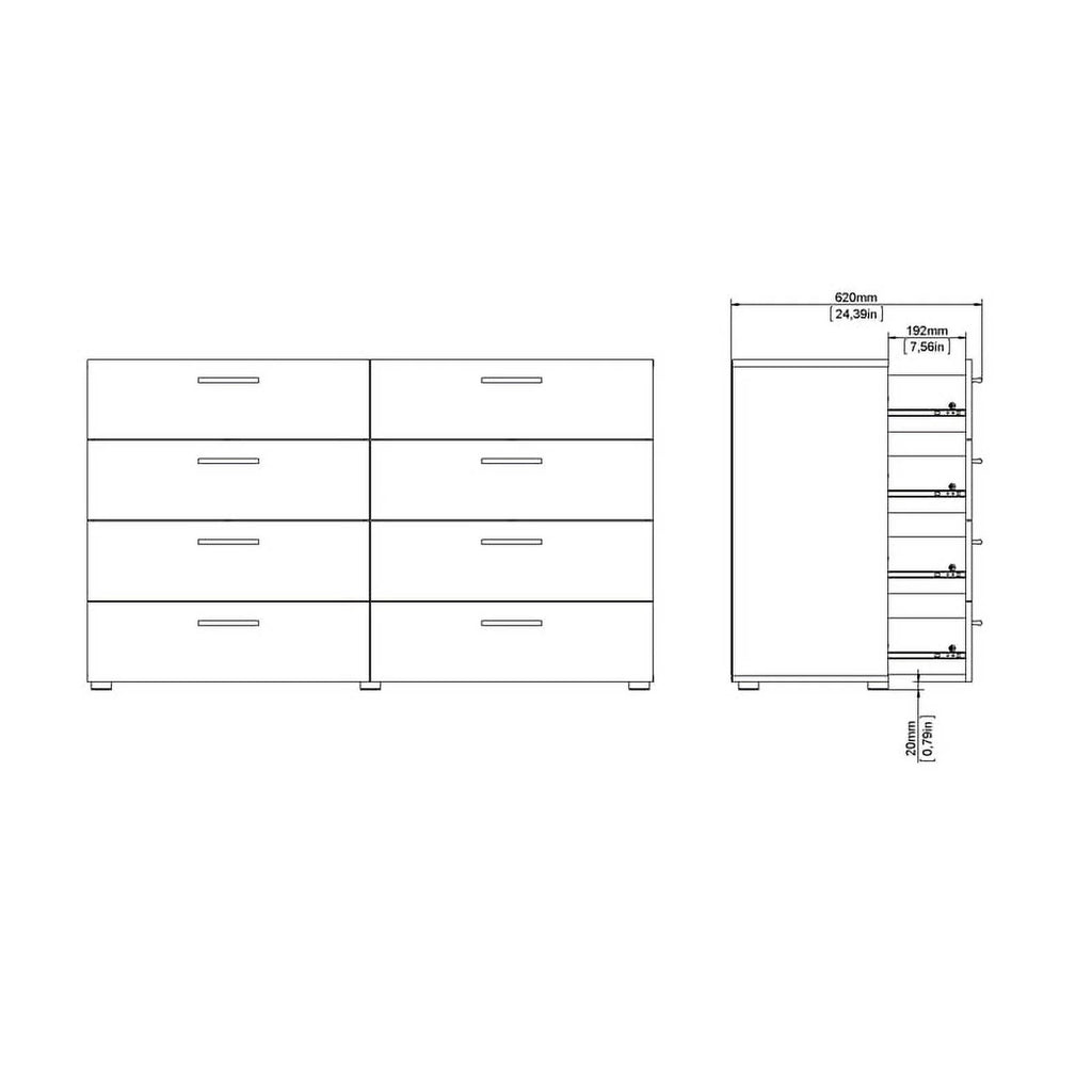 White 8 Drawer Engineered Wood Dresser B5294