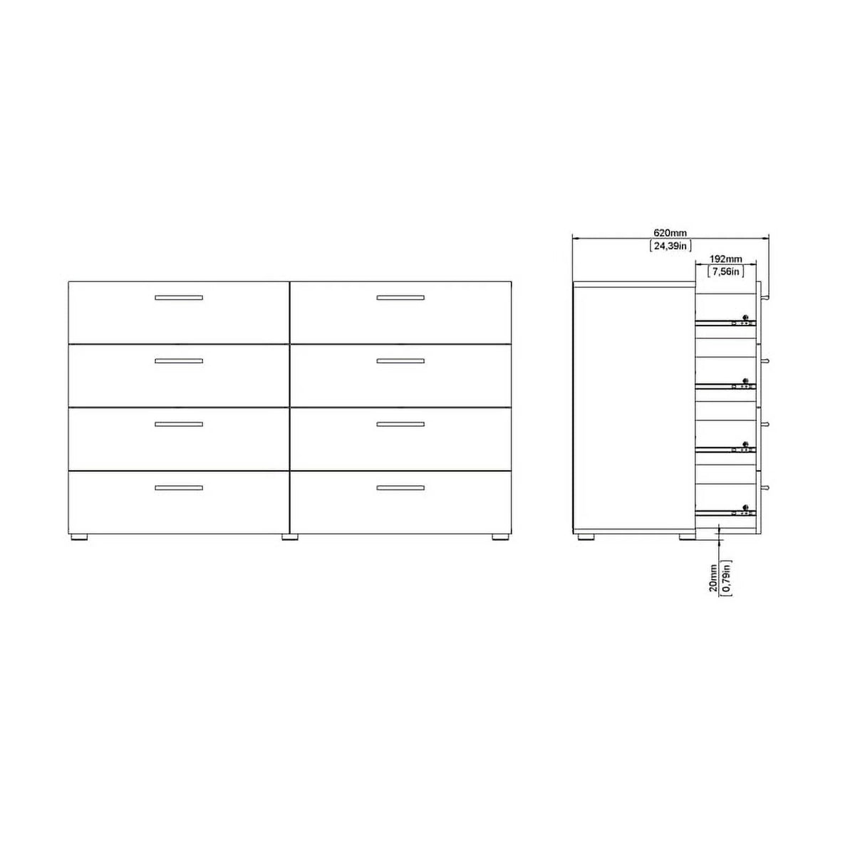 White 8 Drawer Engineered Wood Dresser B5294