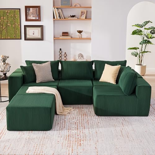 107.4" Beige Corduroy Modular Sectional Sofa I551853