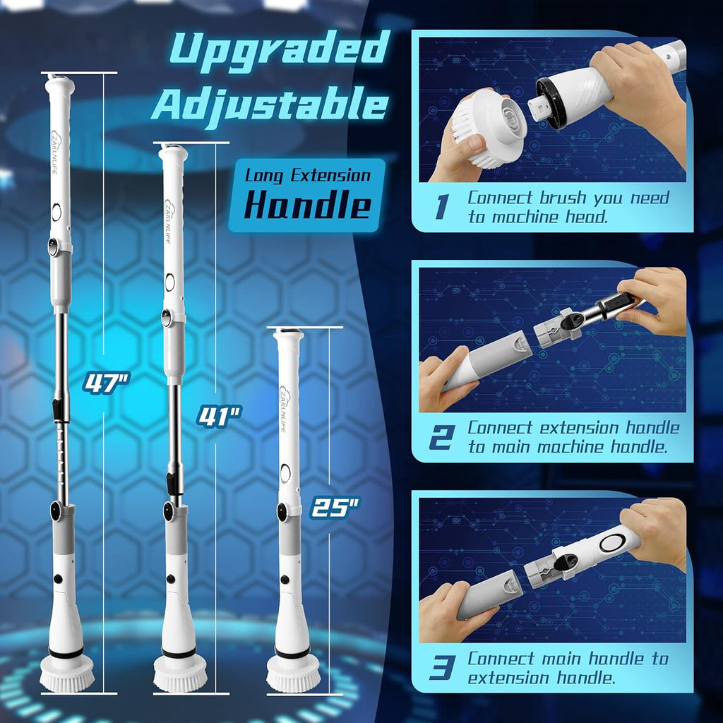 Cordless Electric Spin Scrubber with 4 Replaceable Brush Heads A265296