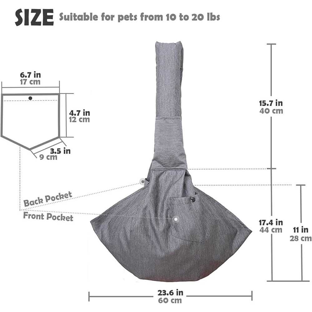 Dog Sling Carrier with Adjustable Padded Shoulder Breathable Mesh J2423