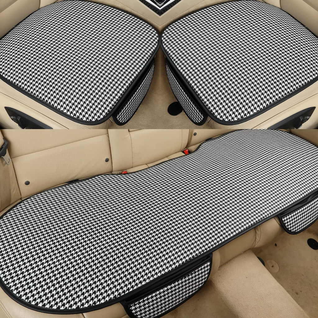 3 Packs Baja Fabric Bottom Car Seat Covers with Front Protectors and Rear Bench Seat Cover (Yellow Stripe) A803