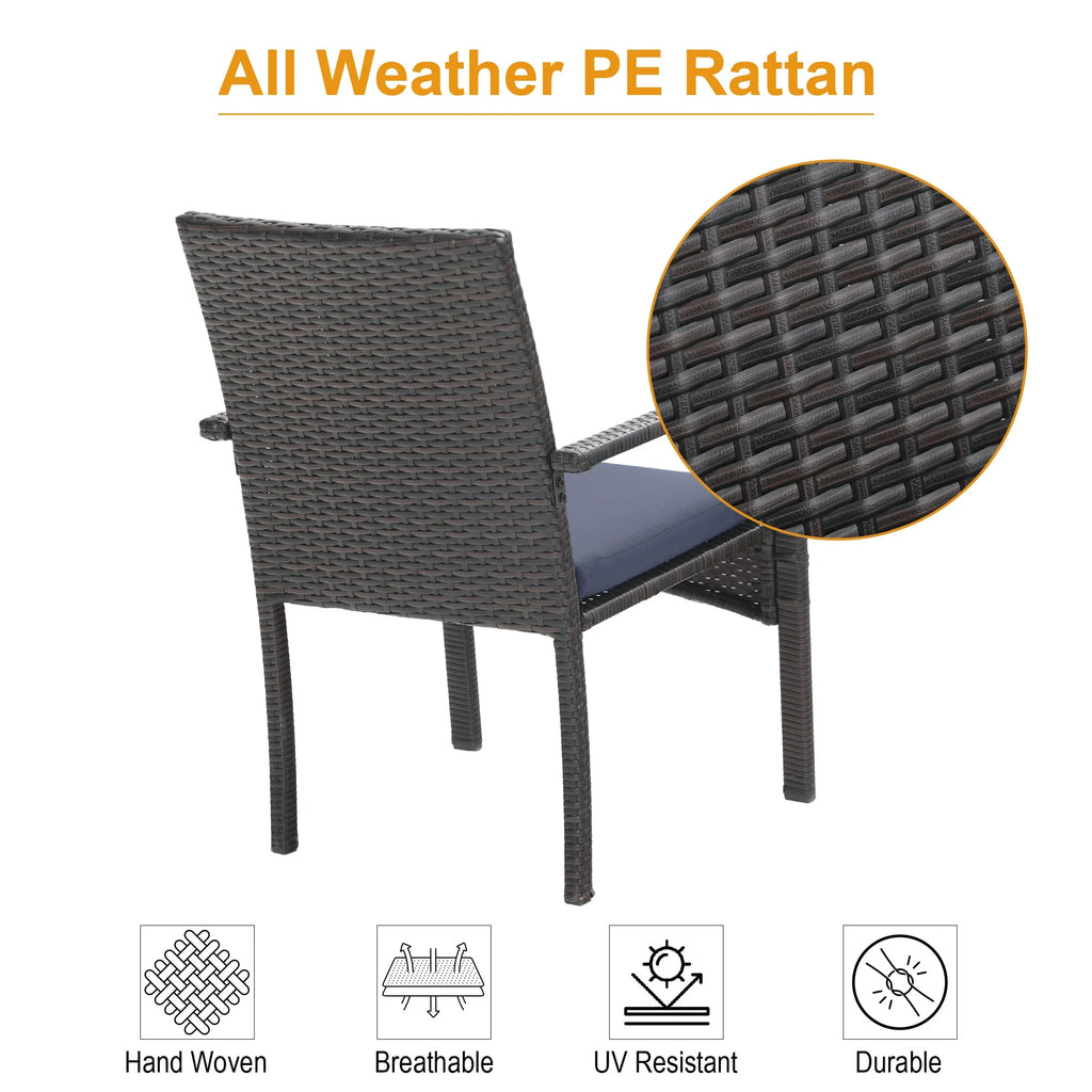 5 Pieces Wicker Rattan Outdoor Patio Dining Set H185452