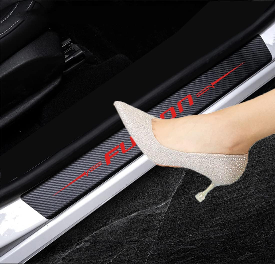 4D Carbon Fiber Reflective Door Sill Protector Stickers Y594861