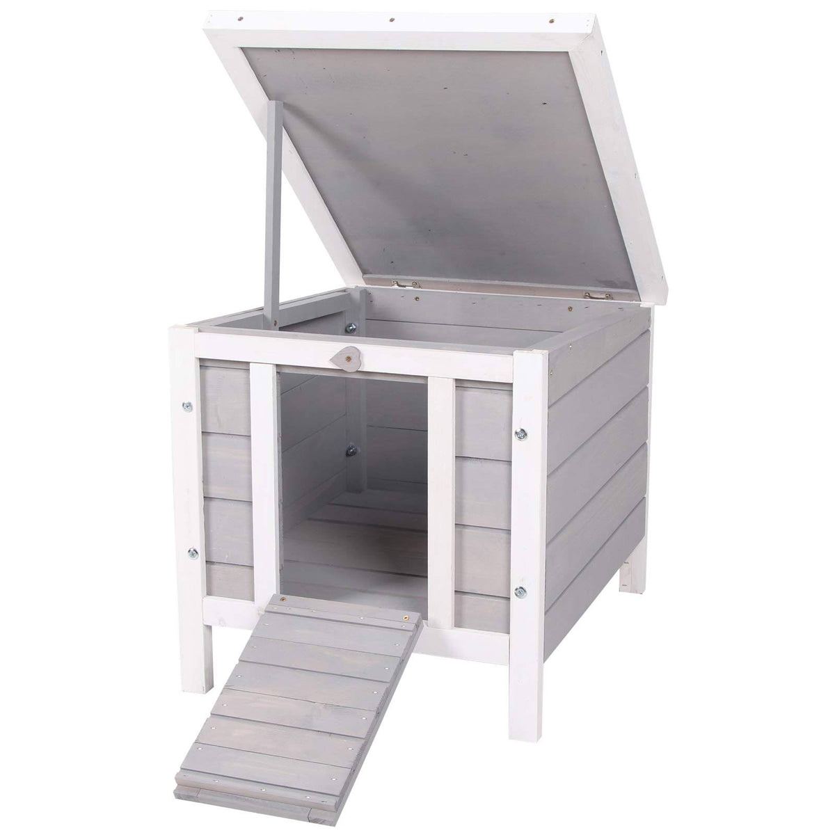 Grey Raised Wooden Pet House S889805