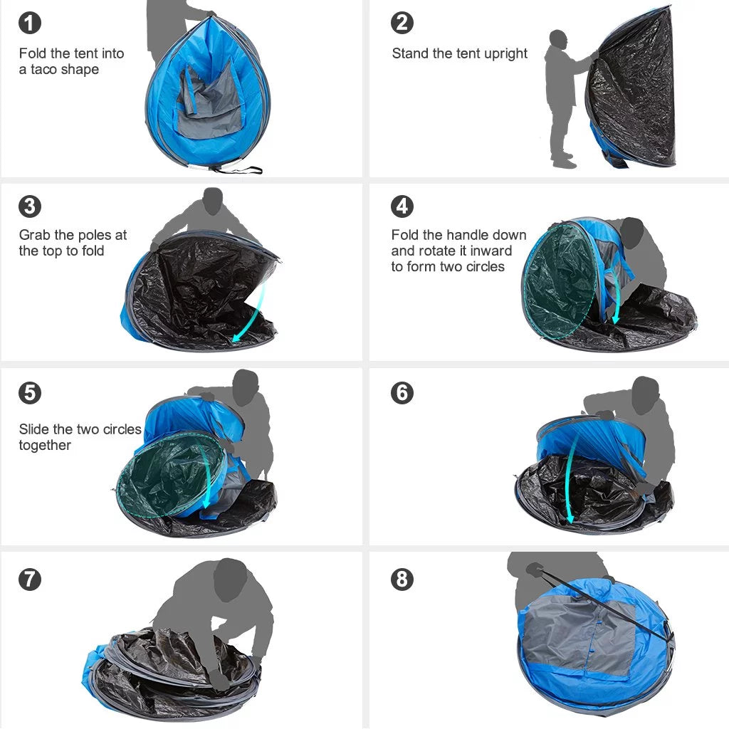 4 Person Pop up Tent Waterproof 2 Doors Y87897