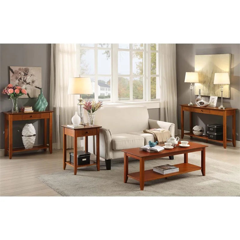 2 Piece Coffee Table and Set of 2 End Table Set in Cherry F6439