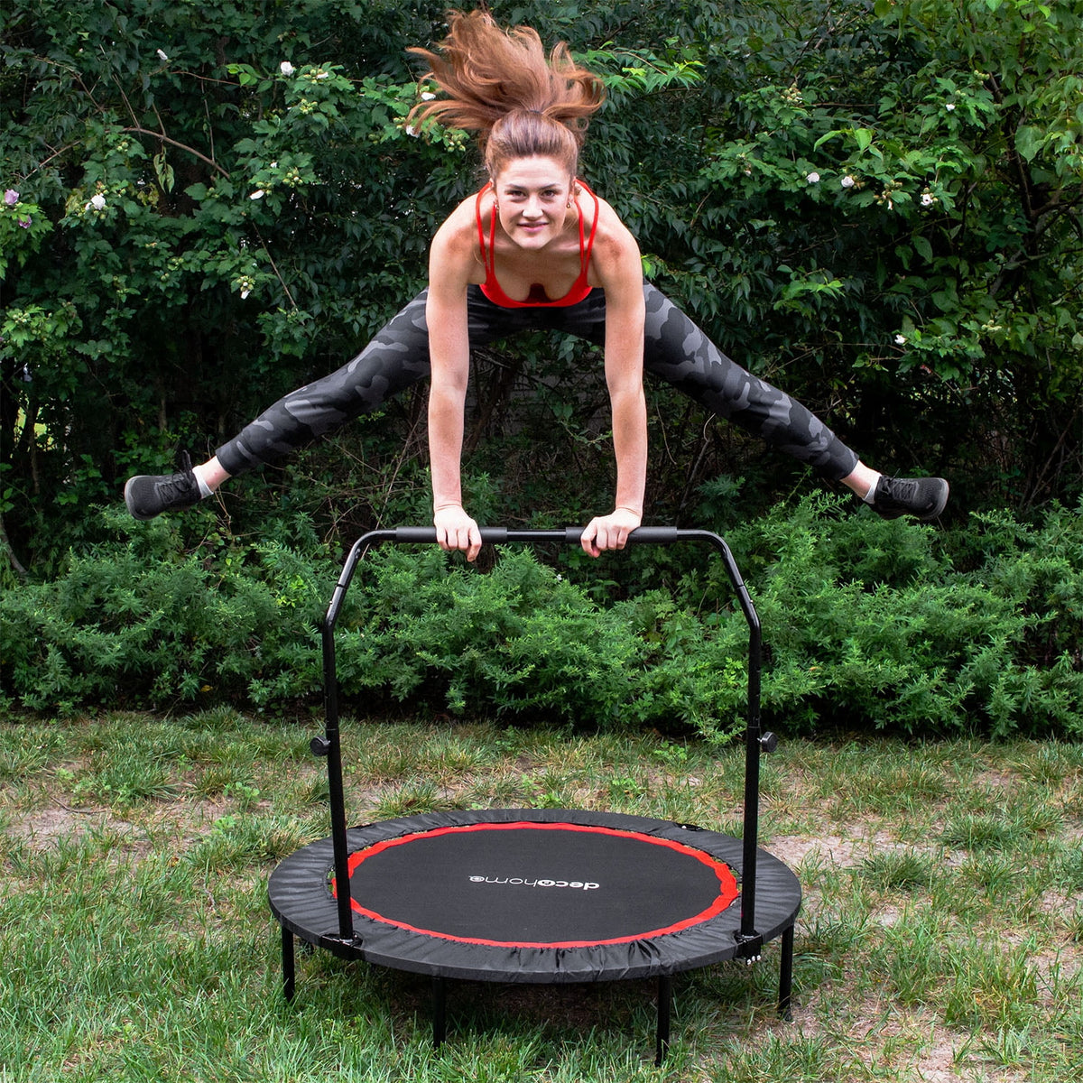 Folding Mini Trampoline with Adjustable Handle Bar H118147