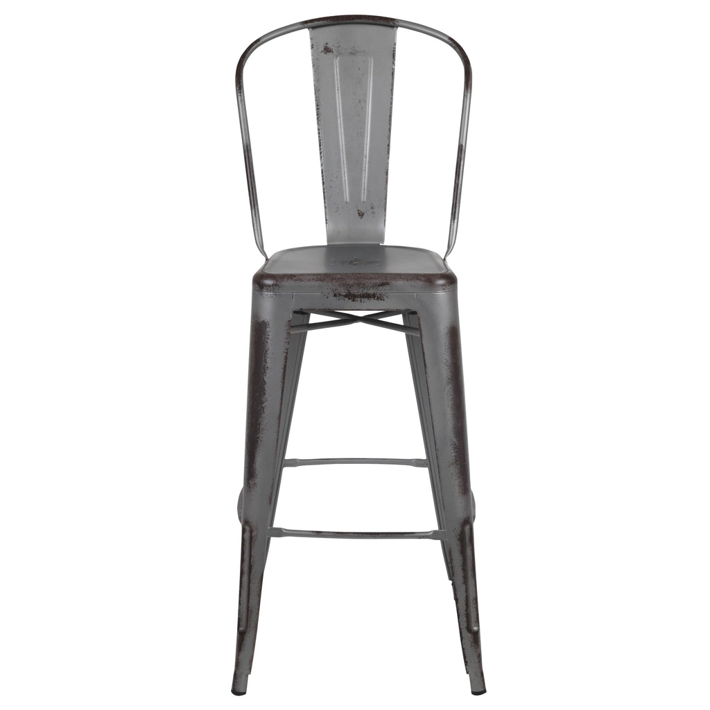 Distressed Metal 30-Inch Stool J88107