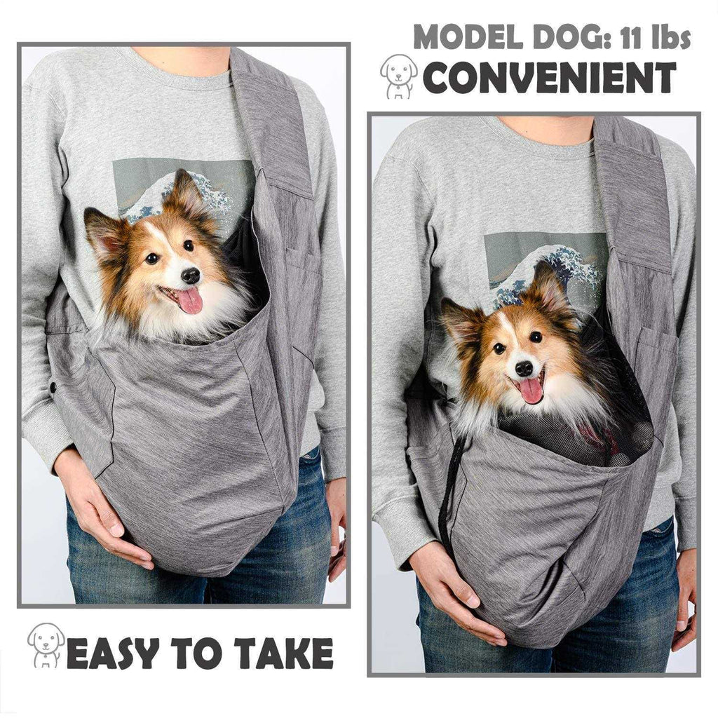 Dog Sling Carrier with Adjustable Padded Shoulder Breathable Mesh J2423