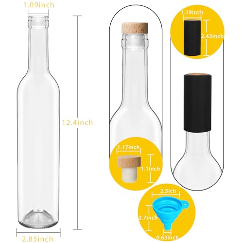 12 Pack 500 ml Clear Glass Bottles with Cork Lids Z548891