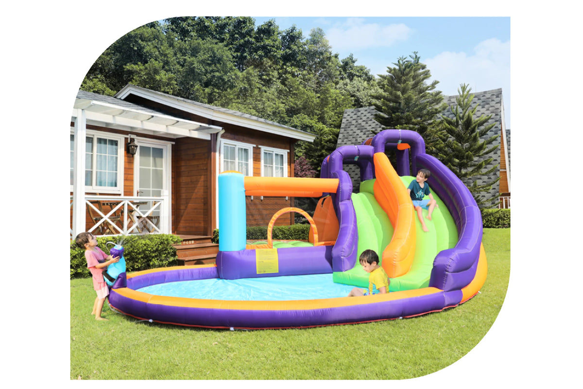 Double Slide Inflatable Water Park with Water Cannon F11276