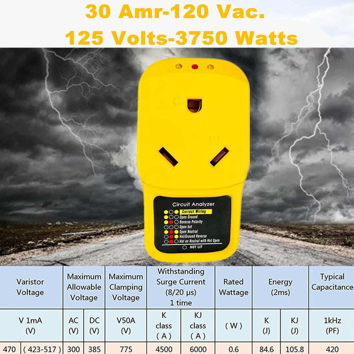 30 Amp Surge Protector with LED Indicator Light N562