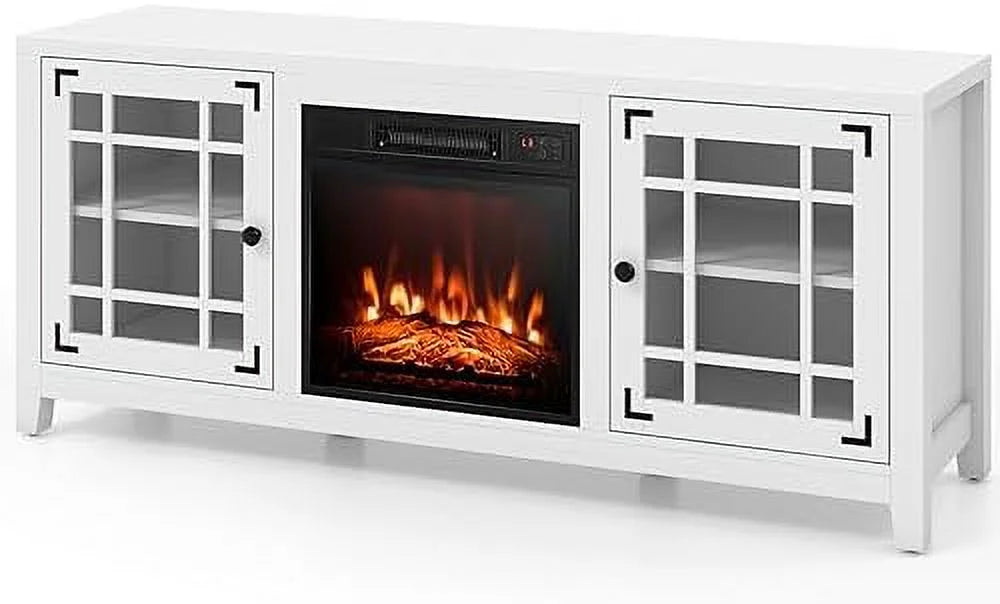 Black Fireplace TV Stand with Adjustable Shelves N632096