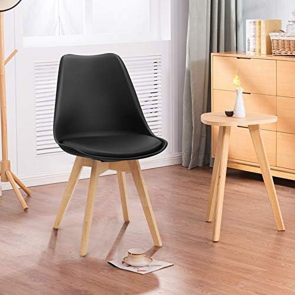 Set of 4 Upholstered Dining Chairs with Padded Seat and Solid Wood Legs T1080