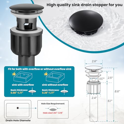 Matte Black Single Handle Vessel Sink Faucet with Pop Up Drain G84024
