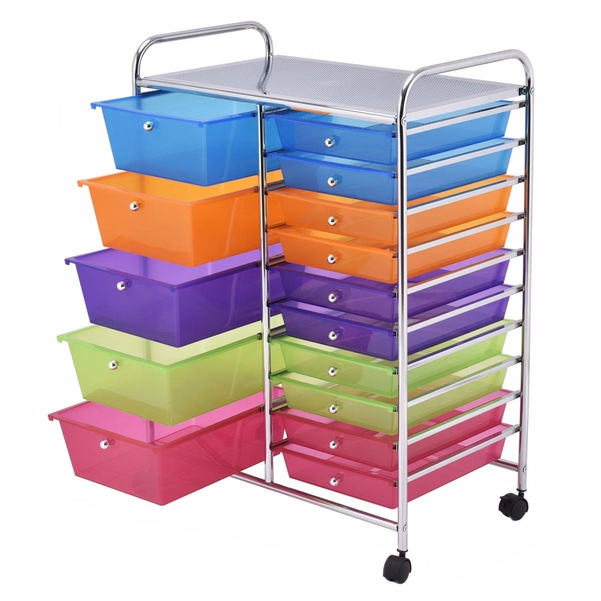 15-Drawer Utility Organizer Rolling Cart with Wheels U9535